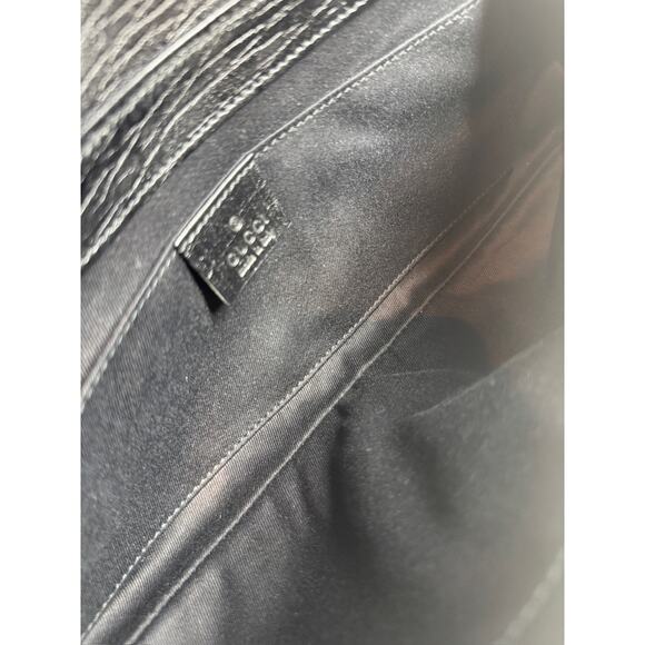 Gucci Vintage Black GG Monogram Horsebit Large Chain Shoulder Clutch Bag - Picture 7 of 9